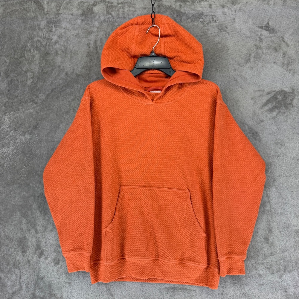Lululemon At Ease Hoodie Women 6 Orange Textured Honeycomb Knit Pullover 24652